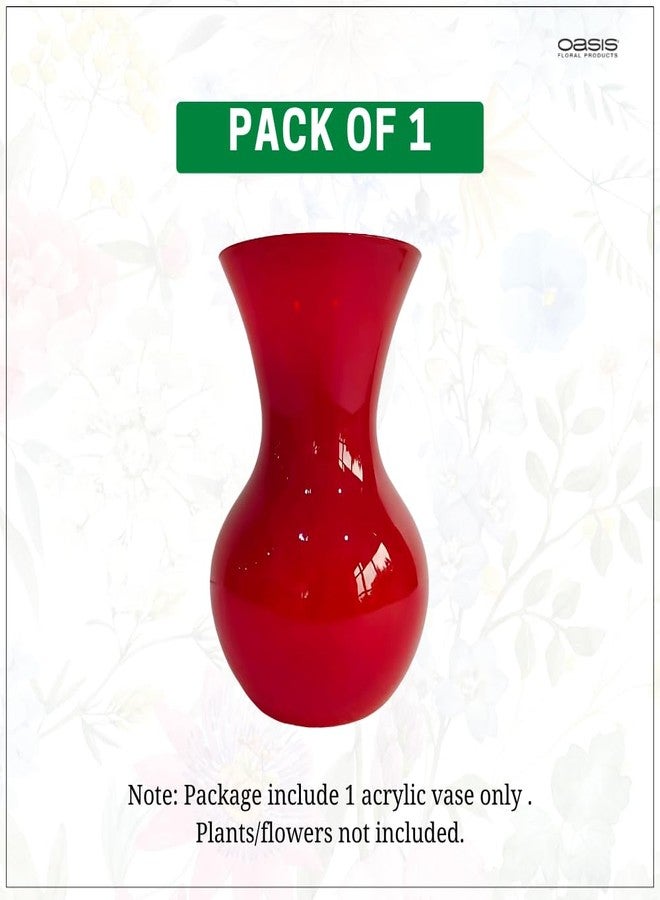 Oasis Acrylic Unbreakable Classic Flower Vases for Table Centerpiece, Home Decor, Floral Arrangement, Office, Events, Gifting & More - Sweetheart Red - Image 2